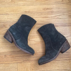 P. Monjo handmade drk olive suede zip boots sz EU 36 or US 6 lots of life left